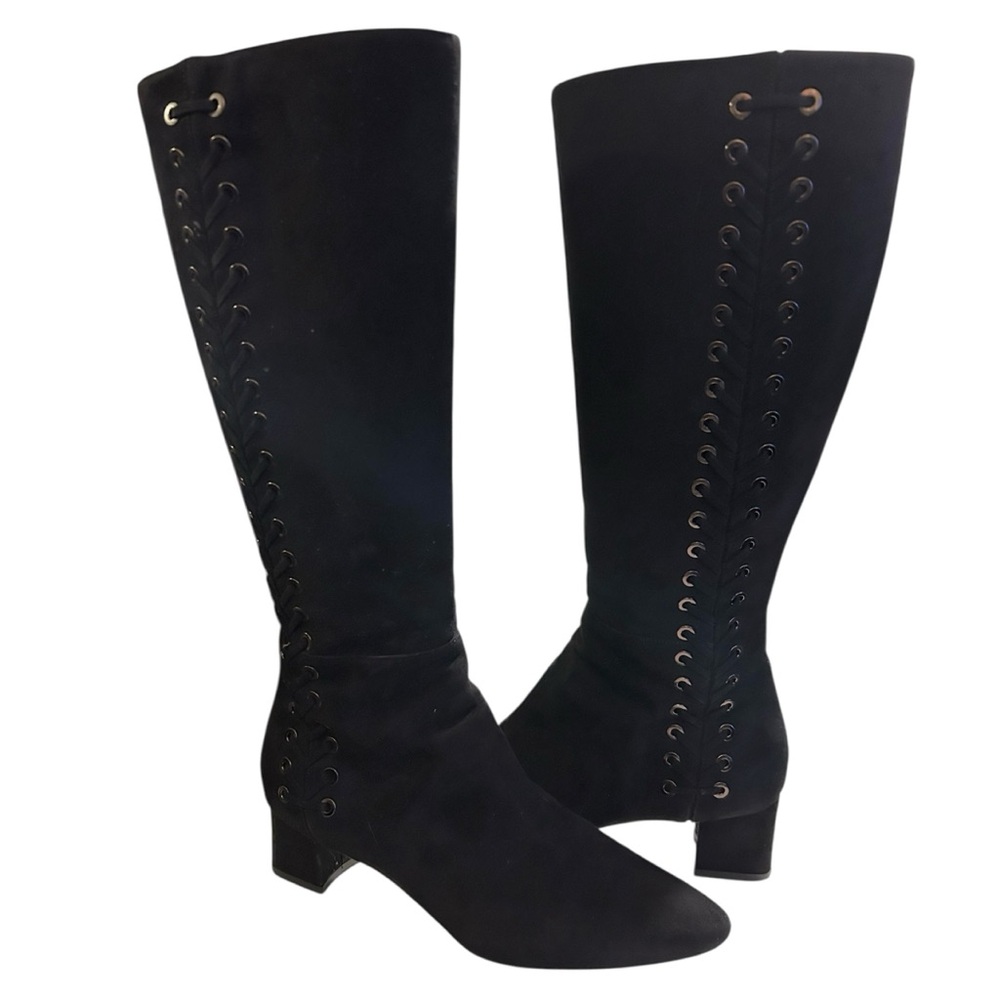 Aquatalia Women's Black Suede Size 8 Knee-High Riding Boots - Picture 6 of 12